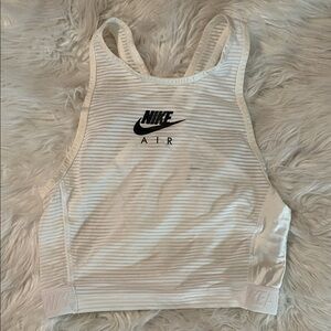 Nike Women's White and Black Striped Crop Top Sports Bra XS